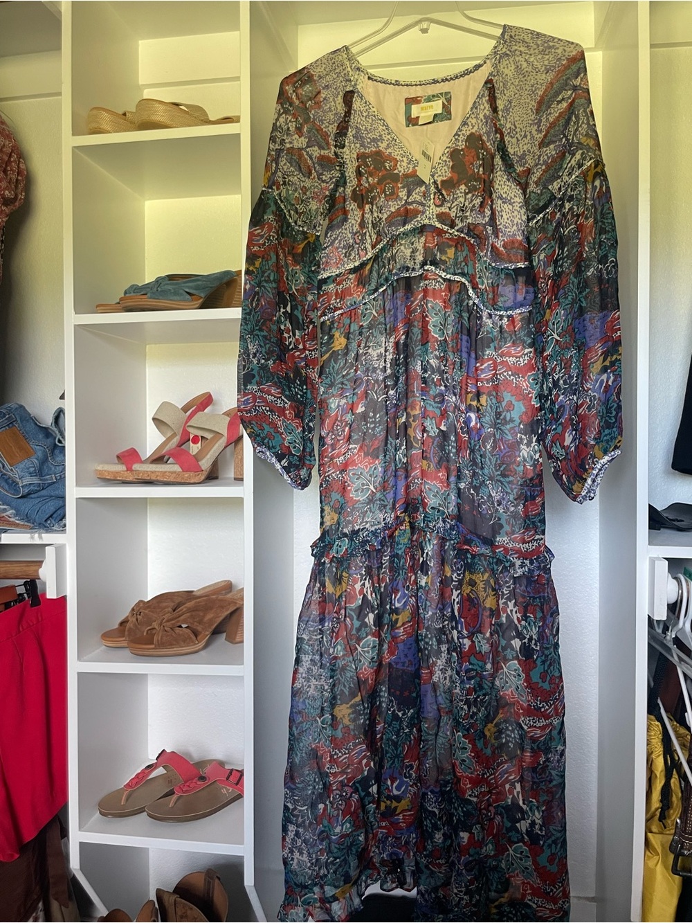 MAEVE(Anthropologie) Long Sleeve Print Maxi Dress NWT